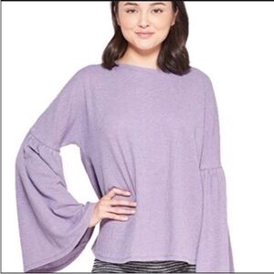 Relaxed Waffle Knit Bell Sleeve Top